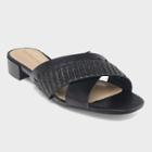 Women's Stella Heeled Cross Band Slide Sandals - Who What Wear Black