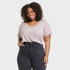 Women's Short Sleeve V-neck T-shirt - Ava & Viv Violet