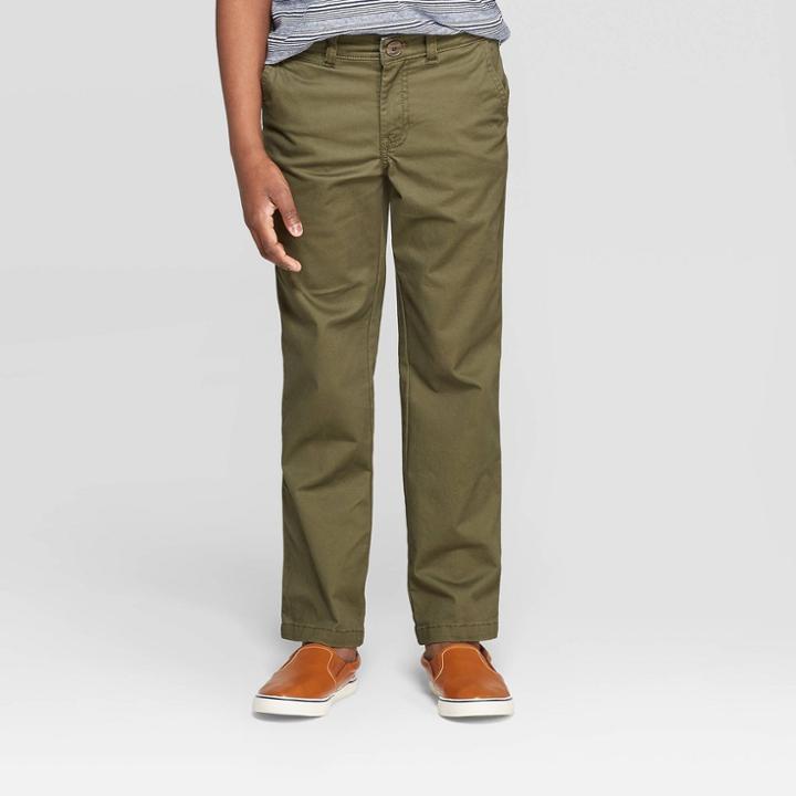Oversizeboys' Chino Pants - Cat & Jack Green 10 Husky, Boy's