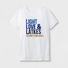 Shinsung Tongsang Women's Short Sleeve Hanukkah 'light, Love & Latkes' Baseball T-shirt - White