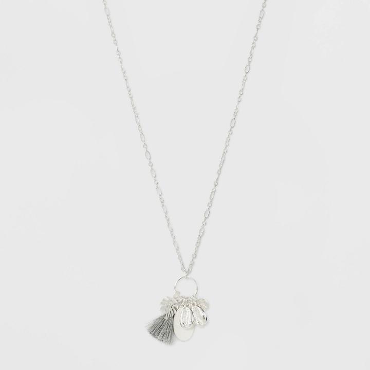 Channel And Tassel And Oval And Two Shells Long Necklace - A New Day,