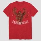Men's Tall Short Sleeve Star Wars Ugly Holiday Chewbacca T-shirt - Ripe Red Heather