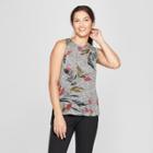 Women's Floral Print Relaxed Fit Tank - A New Day Heather Gray