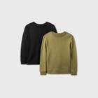 Boys' 2pk Fleece Pullover Sweatshirt - Cat & Jack Black/olive Xs, Black/green