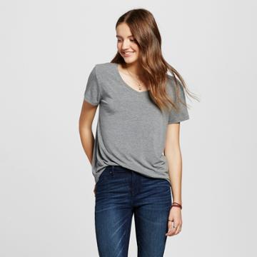 Mossimo Supply Co. Women's Short Sleeve Softest V-neck Tee Gray M - Mossimo