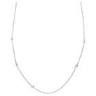 Distributed By Target Women's Diamond Cut Rolo Chain With Simulated Pearl Stations In Sterling Silver - White/gray