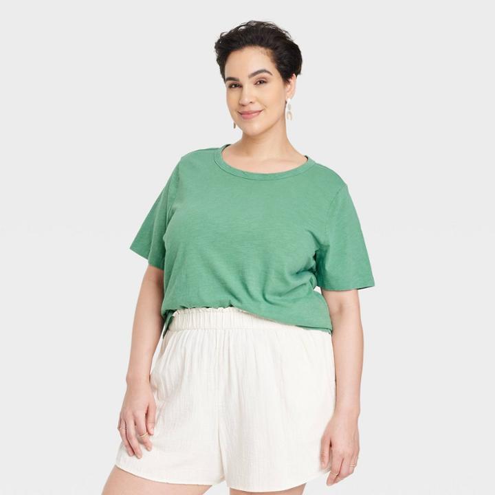 Women's Plus Size Short Sleeve T-shirt - Universal Thread Light Teal Green
