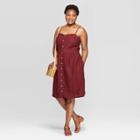 Women's Plus Size Sleeveless Halter Neck Button-front Dress - Universal Thread Burgundy (red) X