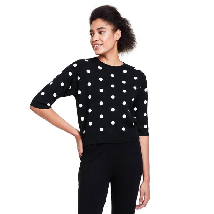 Women's Polka Dot Crewneck Pullover Sweater - Victor Glemaud X Target Black