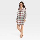 Women's Holiday Tartan Plaid Flannel Matching Family Pajama Nightgown - Wondershop Cream