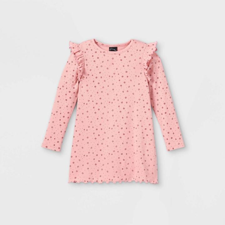 Toddler Girls' Rib Long Sleeve Dress - Art Class