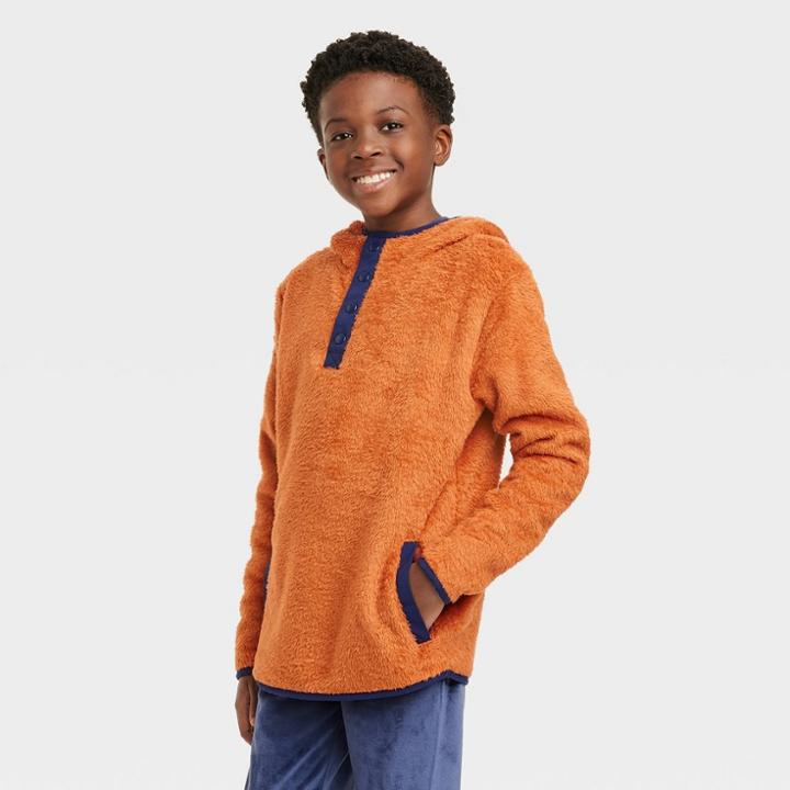 Boys' Teddy Bear Fleece Pullover Hoodie - Cat & Jack Orange