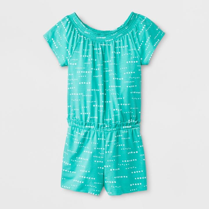 Girls' Printed Knit Romper - Cat & Jack Green