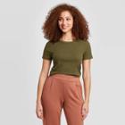 Women's Regular Fit Short Sleeve Crewneck T-shirt - A New Day Green