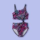 More Than Magic Girls' Asymmetrical Monokini Zebra Print One Piece Swimsuit - More Than