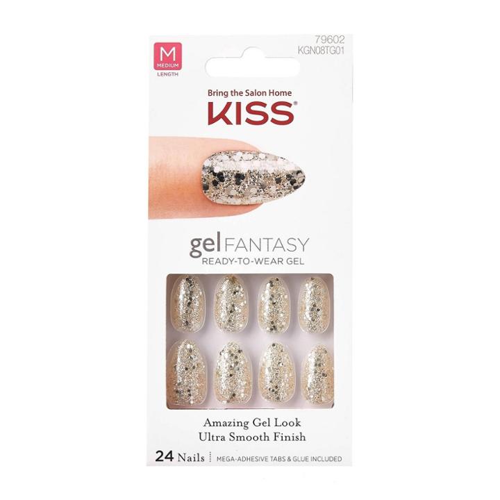 Kiss Nails Kiss Gel Nails Faux Real Silver Sparkles