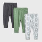 Baby Boys' 3pk Little Cub Pull-on Pants - Cloud Island Green/white/gray