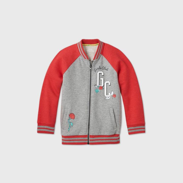 Girls' Disney Princess Bomber Jacket - Gray/red