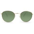 Men's Round Sunglasses With Green Smoke Lenses - Goodfellow & Co Gold
