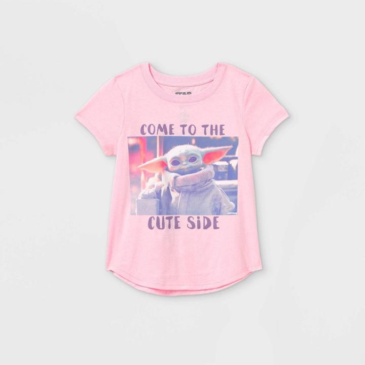 Girls' Star Wars Come To The Cute Side Short Sleeve Graphic T-shirt - Pink