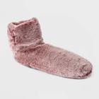 No Brand Women's Faux Fur Booties With Grippers - Burgundy