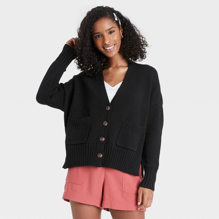 Women's Button-front Cardigans - A New Day Black