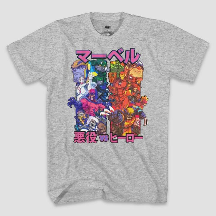 Men's Marvel Kanji Comic Short Sleeve Graphic T-shirt - Heather Gray