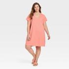 Women's Plus Size Short Sleeve T-shirt Dress - Universal Thread Coral Orange