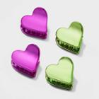 Chrome Mini Heart Claw Hair Clips 4pk - Wild Fable Pink/green