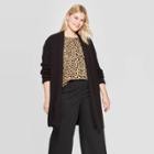 Women's Plus Size Long Sleeve Textured Cardigan - Ava & Viv Black X