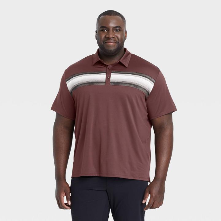 Men's Chest Striped Polo Shirt - All In Motion Berry