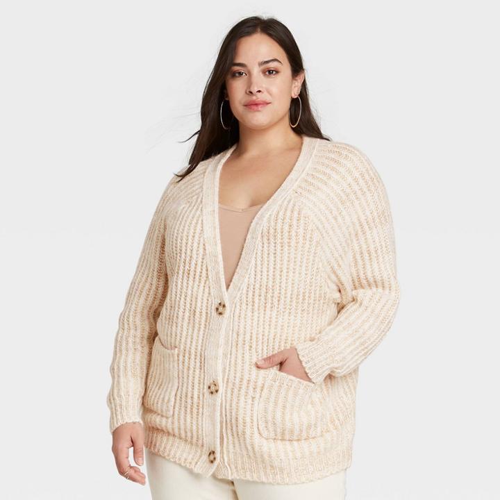 Women's Plus Size Cardigan - Ava & Viv Brown X