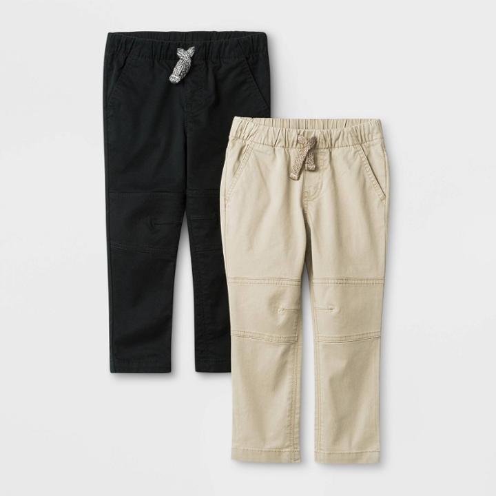 Toddler Boys' 2pk Pull-on Pants - Cat & Jack Khaki/black 2t, Boy's, Beige
