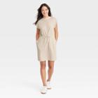 Women's Sleeveless Extended Shoulder A-line Dress - A New Day Cream Striped Xxl, Ivory