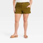 Women's Plus Size High-rise Cargo Midi Shorts - Universal Thread Olive Green