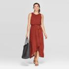 Women's Polka Dot Sleeveless Scoop Neck Maxi Dress - A New Day Brown