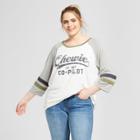 Women's Star Wars Plus Size 3/4 Sleeve Chewie Is My Co-pilot Graphic T-shirt (juniors') White