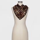Women's Leopard Print 10mm Silk Twill Square Scarf - A New Day Brown