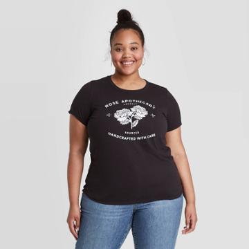 Women's Plus Size Schitt's Creek Rose Apothecary Short Sleeve Graphic T-shirt - Black