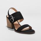 Women's Matti Heeled Buckle Wide Width Ankle Strap Sandals - Universal Thread Black 6.5w,