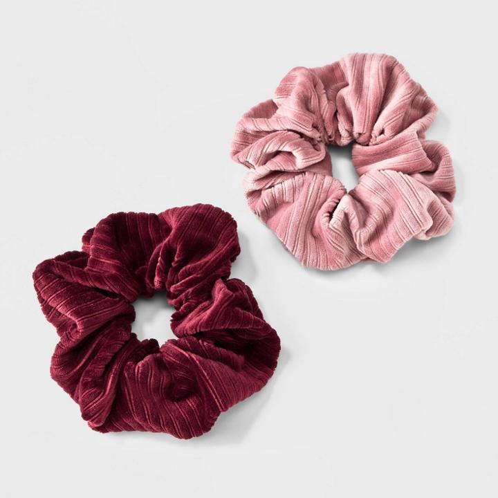 Corduroy Hair Twisters 2pc - Universal Thread Burgundy/pink