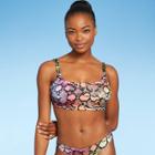 Juniors' Ribbed Knot Bralette Bikini Top - Xhilaration Tie-dye Animal Print D/dd Cup, Blue