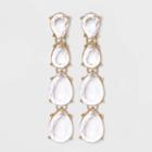 Gold With Clear Faceted Cabochons Drop, Linear And Statement Earrings - A New Day Gold