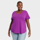 Women's Plus Size Essential Relaxed Scoop Neck T-shirt - Ava & Viv Purple