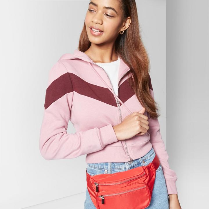 Women's Chevron Zip-up Fleece Hoodie - Wild Fable Mauve/burgundy