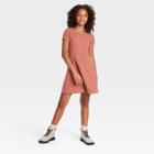 Girls' Henley Skater Dress - Art Class Brown Floral