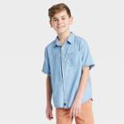 Boys' Woven Short Sleeve Button-down Shirt - Art Class Blue