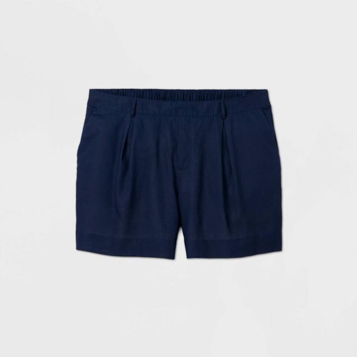 Women's Plus Size Linen Shorts - Ava & Viv Navy X, Women's, Blue