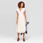 Women's Short Sleeve V-neck V-neck Ruffle Hem Midi Dress - Universal Thread Dog Bone