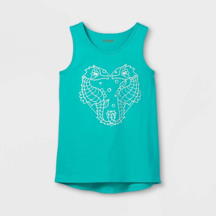 Girls' Seahorses Graphic Tank Top - Cat & Jack Turquoise